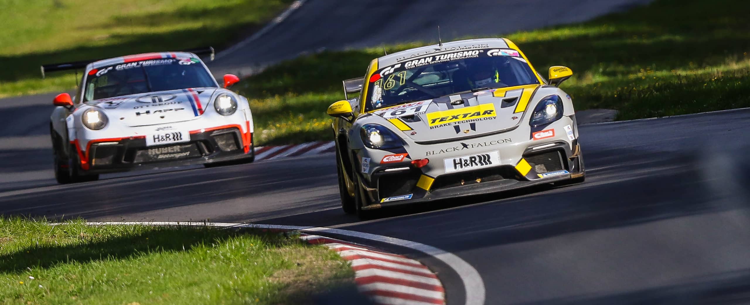 BLACK FALCON Team TEXTAR Porsche Cayman GT4 RS CS at the NLS round 7 2022 on the Nürburgring Nordschleife.